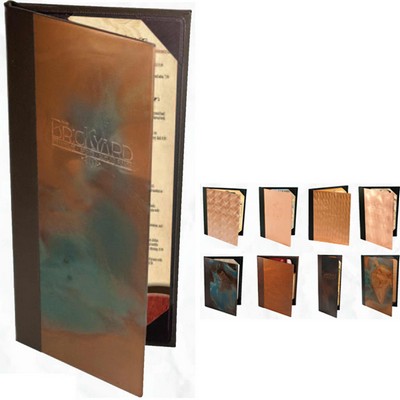 Single Panel Copper Metal Menu Cover (Holds One 5 1/2"x11" Insert)