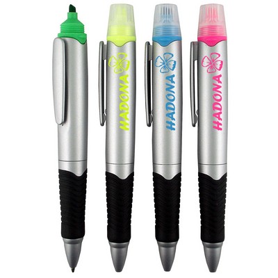 Madison Highlighter/Pen Combination w/ Silver Barrel