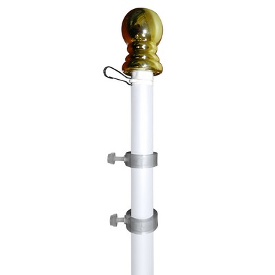 5' White Aluminum Spinner Pole - Ball Top