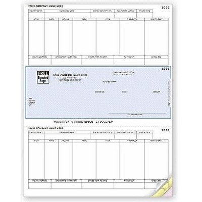 Laser Payroll Check w/ Columned Stub (3 Part)