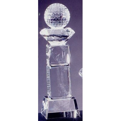 Crystal Golf Ball Award w/ Slant Base