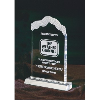 Jade Edge Acrylic Award w/ Frosted White Cap - 5"x8"