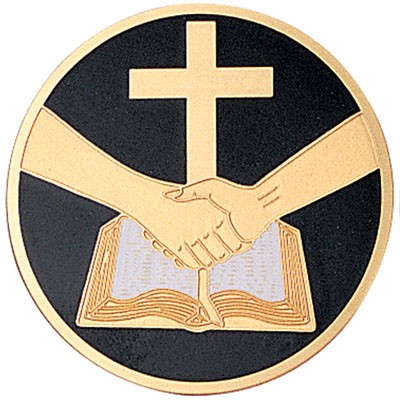 2" Partners In Faith Cross & Book Etched Enameled Medallion Insert Disc