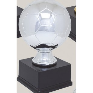 Silver Large Soccer Sport Ball Resin Trophy w/7"x3.5" Black Base