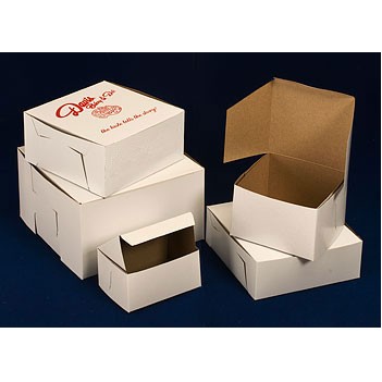 1 Piece Lock Corner White Cake Bakery Box (8"x5 1/2"x4")