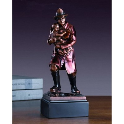 Fireman w/Child Resin Award (4.5"x11.5")