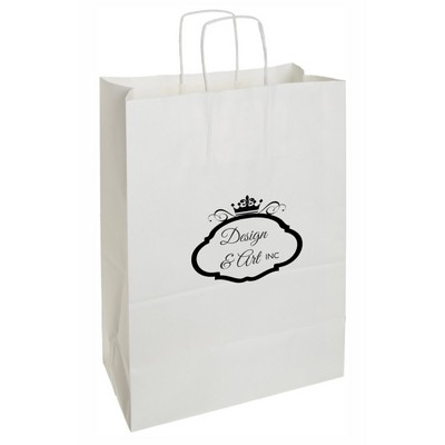 White Kraft Paper Shopping Bags 1C1S (13"x7"x13")