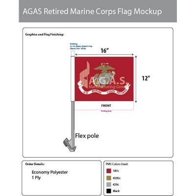 Marine Corps Retired Car Flags 12x16 inch Economy