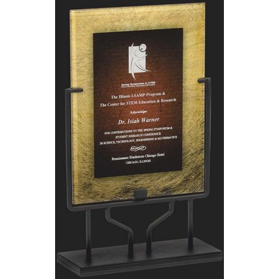 Golden & Burgundy Rectangular Acrylic Award - 16'' h