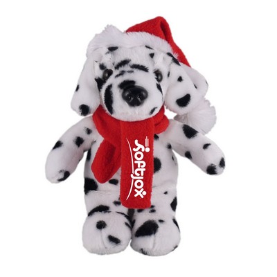 Soft Plush Stuffed Dalmatian with Christmas Hat and Scarf