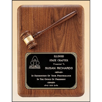 Walnut Plaque with Walnut Gavel 11x15