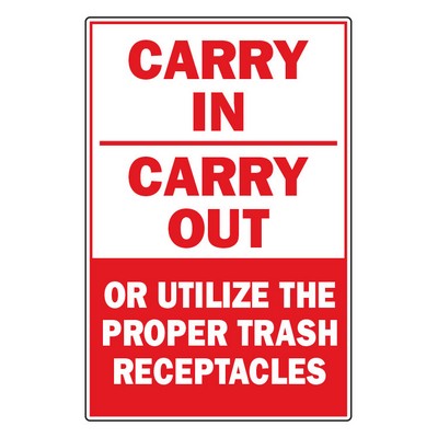 12" x 18" 3MM Komatex Sign - Carry In/Carry Out Use Receptacle