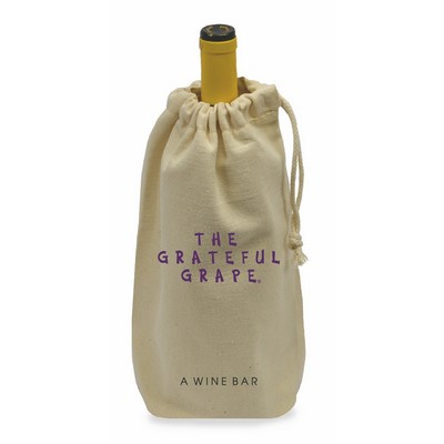 Single Bottle Drawstring Wine Bag (Natural Canvas)