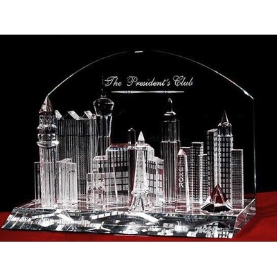 Crystal Las Vegas Cityscape Sculpture w/Customization (6")