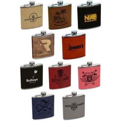 6 Oz. Single Leatherette Flasks