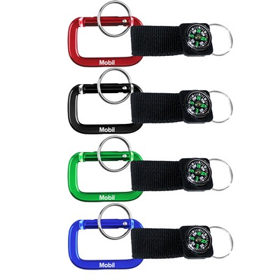 Square Carabiner w/Compass & Key Ring