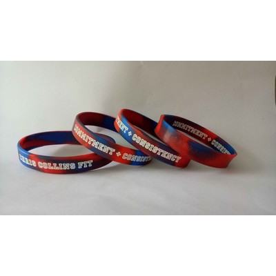 1 Inch Swirl Deboss-Fill Silicone Wristbands