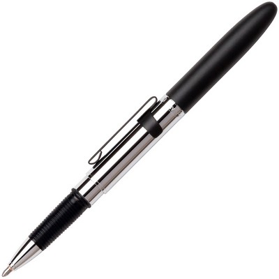 Chrome Silver Bullet Grip Space Pen w/Matte Black Cap & Stylus