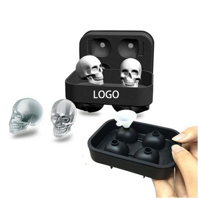 4 Human Skull Ice Mold Tray