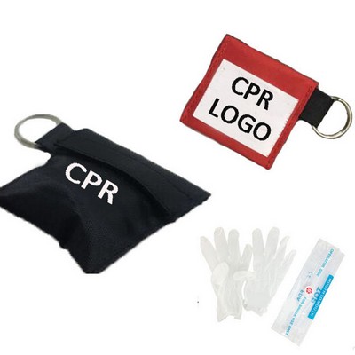 CPR Face Shield & Gloves w/Keychain Bag