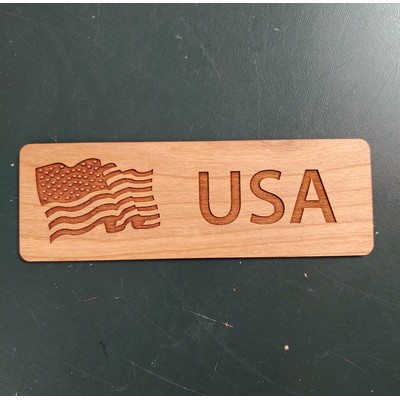 2" x 5.75" Waving American Flag Hardwood Bookmarks