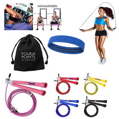 Kidder Booty Exercise Band + Jump Rope (Blue)