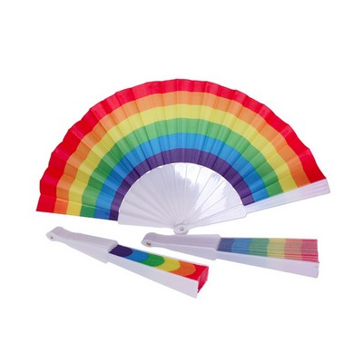 9" Plastic Handle Folding Fabric Hand Fan