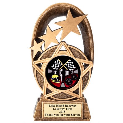 7" Gold Star Resin Auto Racer Trophy