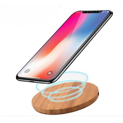 Bamboo Wireless Phone Charger Round Shape