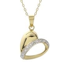 Jilco Inc. Yellow Gold Puffed Diamond Heart Necklace