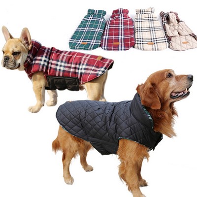 Reversible British Style Plaid Dog Vest Winter Coat