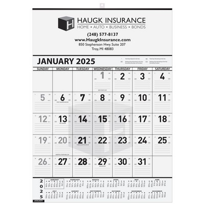 Contractor Wall Calendar w/1 Color Imprint (18"x25")