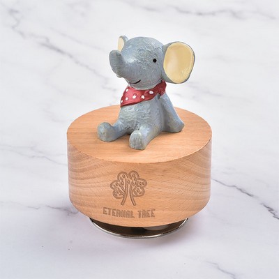 Little Elephant Music Box W/ Rotating Metal Base