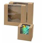 Kraft Waterfall Window Popup Bakery Box (8"x8"x3 1/2")