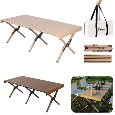 Wood Texture Camping Table Outdoor Portable Table Folding Table