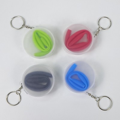 Reusable Collapsible Silicone Drinking Straw in Keychain Case