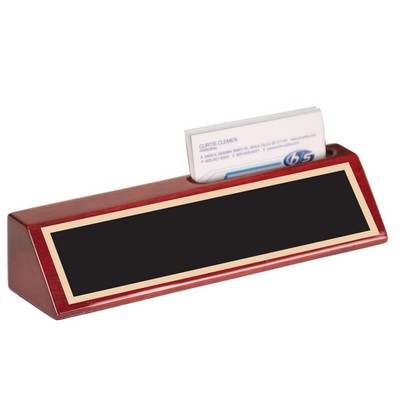 Rosewood Piano Finish Desk Wedge with Card Holder, 8 1/2"L