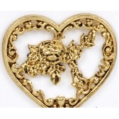 Cut Out Heart w/Center Rose Stock Casting Lapel Pin