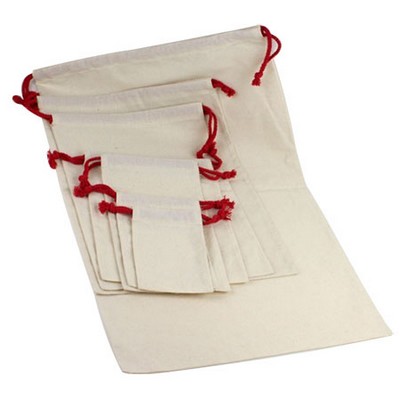 Bleached Cotton Pouch w/Red Cord (6"x10")