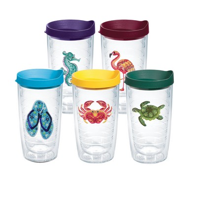 16 Oz. Personalized Double Wall Plastic Orbit Tumbler w/Color Lid & Color Straw