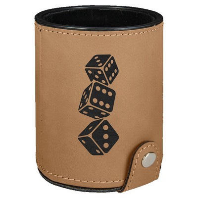 Light Brown Laserable Leatherette Dice Cup with 5 Dice