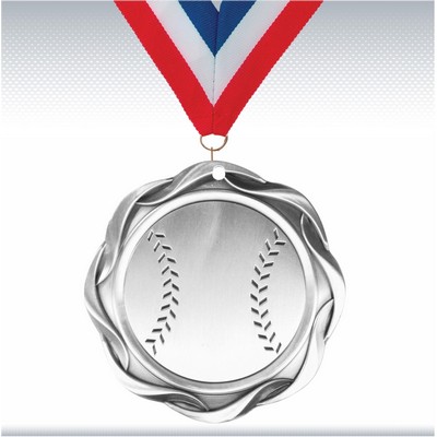 3" Silver Fusion Baseball Medal