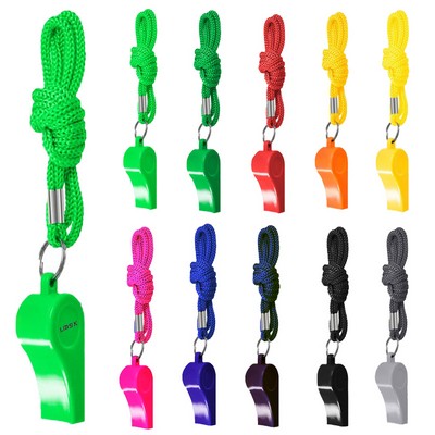 Sports Plastic Whistle w/Lanyard