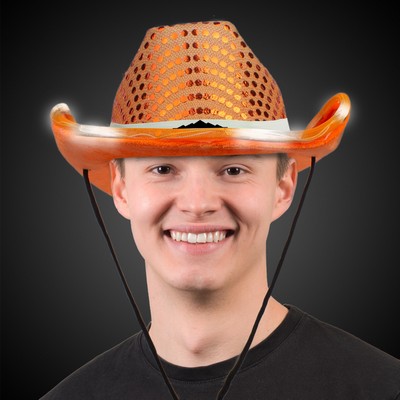 Orange LED Sequin Cowboy Hat(Blank)