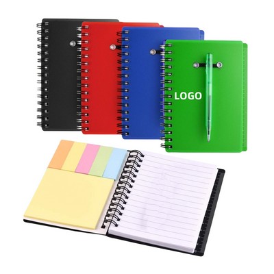 Spiral Notebook with Pen and Sticky Notes