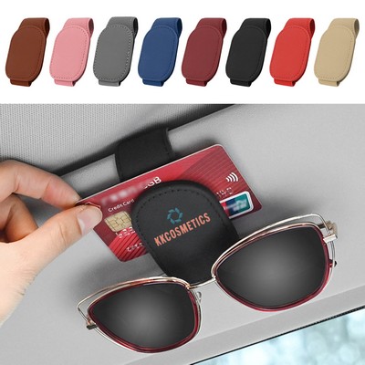 Car Sun Visor PU Leather Sunglass Holder