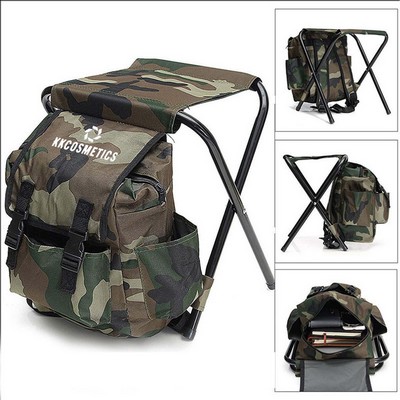 Camouflage Camping Hiking Fishing Foldable Stool Backpack