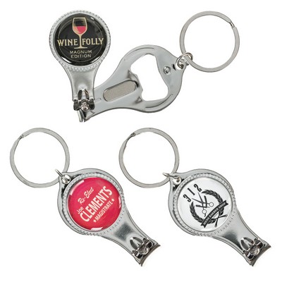 Round Nail Clipper w/Bottle Opener Keyring