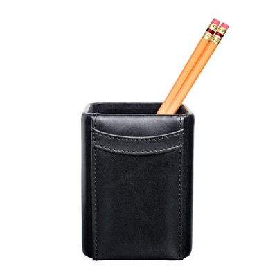 Classic Black Leather Pencil Cup