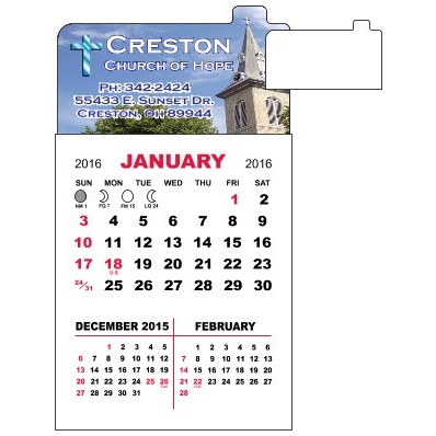 3 Month View Adhesive Calendar Pad w/Top Tab